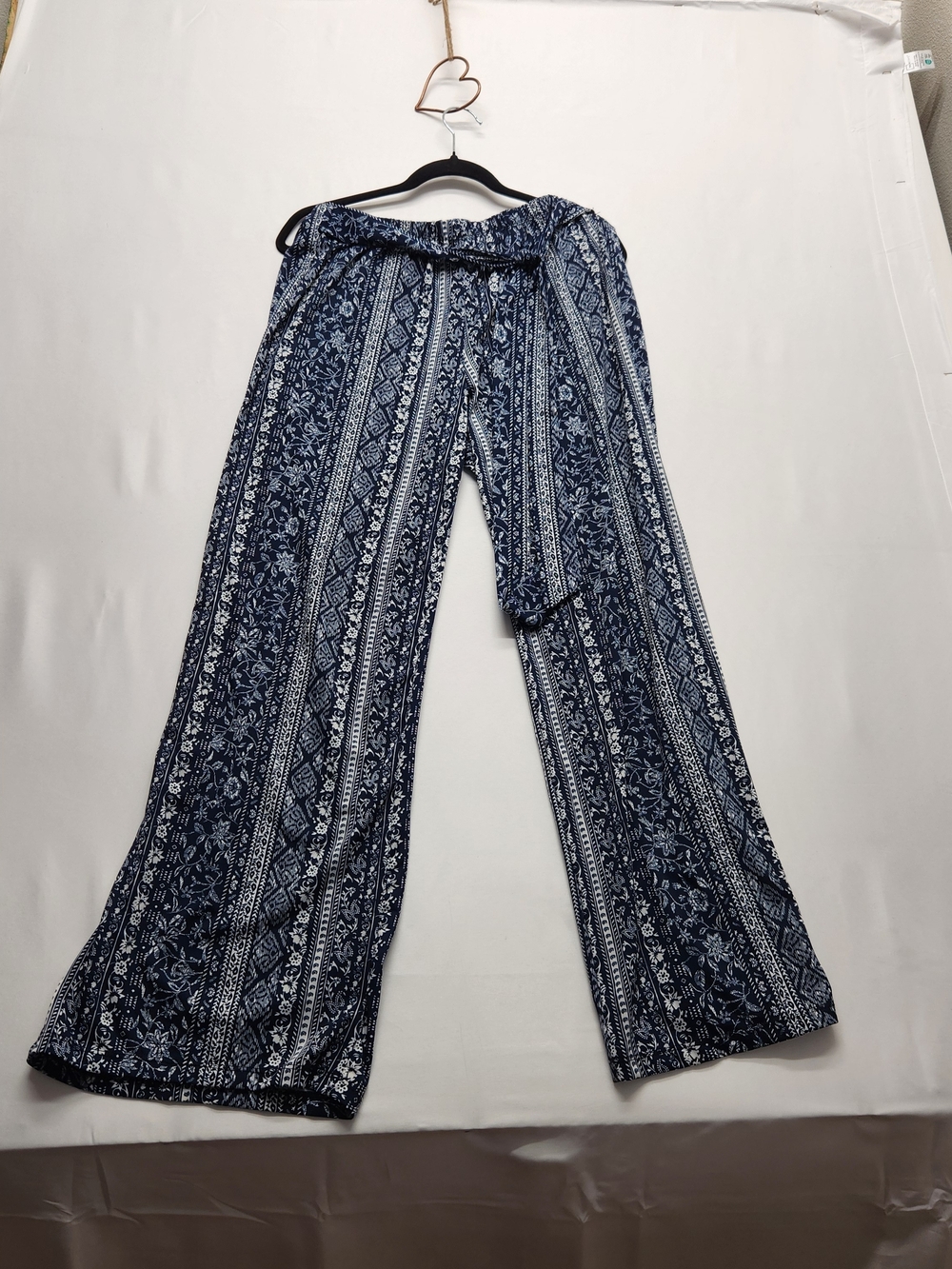 ⭐️Maxine Nichols Blue White Boho Wide Leg Pants XL NWOT Palazzo Lounge